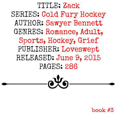 Zack (Cold Fury Hockey Series, Book #3) by Sawyer Bennett | Review on www.bxtchesbeblogging.com