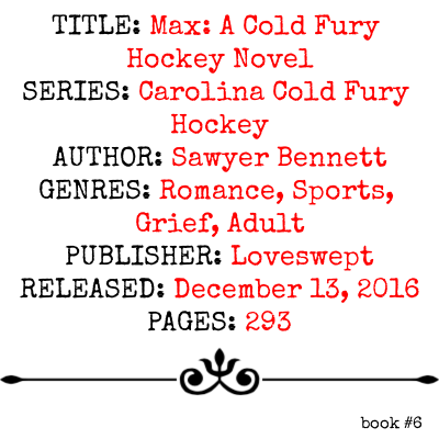 Max: A Cold Fury Hockey Novel (Carolina Cold Fury Hockey Series, Book #6) by Sawyer Bennett | Review on www.bxtchesbeblogging.com